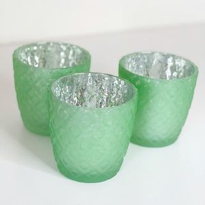 Green Textured Candle Holders (3)